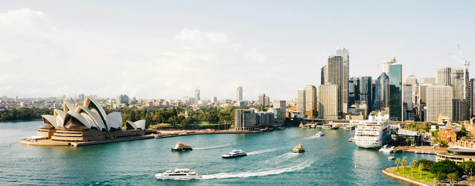 Aerial view of Sydney Harbour with the Sydney Opera House